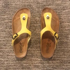 Birkenstock-like yellow leather sandals